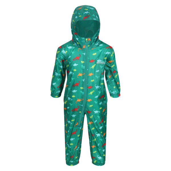 Regatta Kid's Waterproof Puddle Suit Dino Green RKW263 – Wear It
