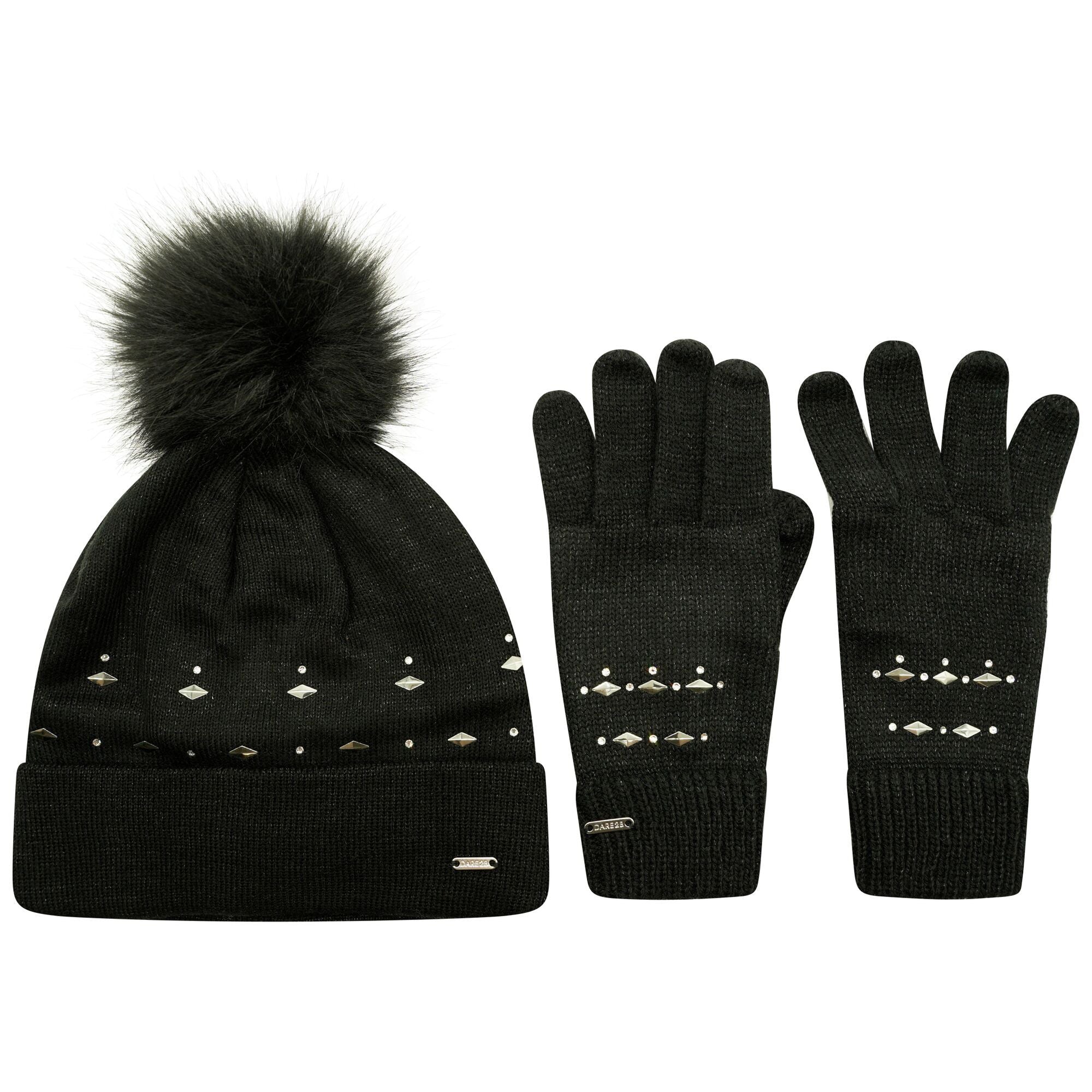 Dare 2b Women's Bejewel II Hat & Gloves Gift Set Black Wear It Outdoors