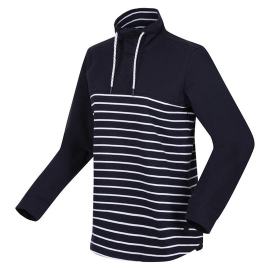 Regatta Women's Bayla Button Neck Sweatshirt | Navy/ White Stripe