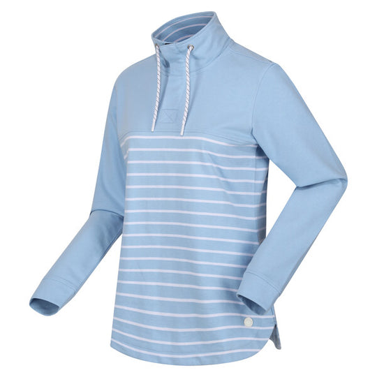 Regatta Women's Bayla Button Neck Sweatshirt | Powder Blue White Stripe