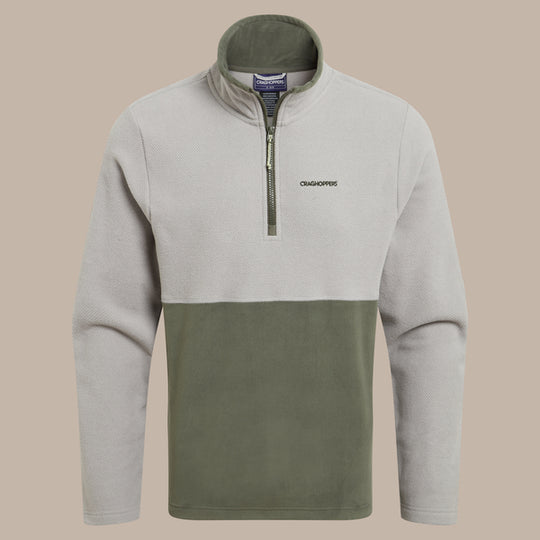 Craghoppers Men's Miller Half Zip Fleece | Parchment / Dark Sage RRP £80