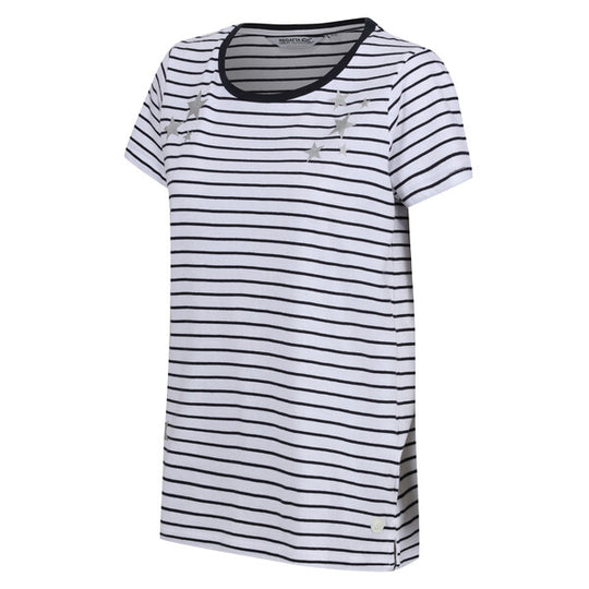 Regatta Women's Odalis II Striped T-Shirt | White Navy Stripe