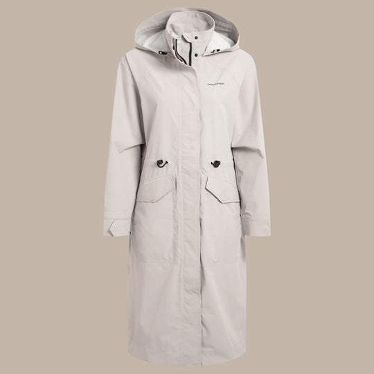 Craghoppers Women's Naima Long Waterproof Jacket | Oyster RRP £130