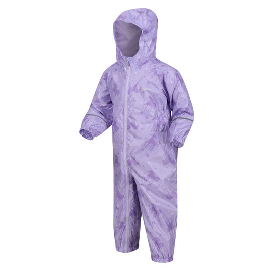 Regatta Girl's Pobble Waterproof Puddle Suit | Pansy Unicorn