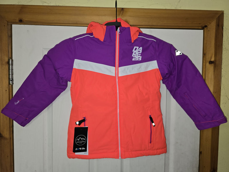 Dare 2b Girls Start Out Ski Jacket Fiery Coral/ Purple