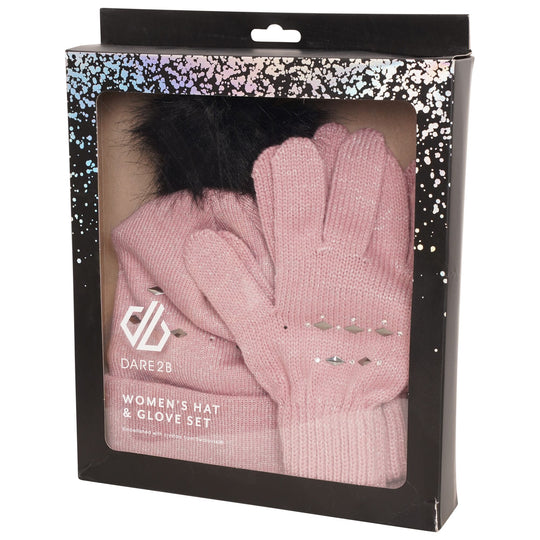Dare 2b Women's Bejewel II Hat & Gloves Gift Set Powder Pink