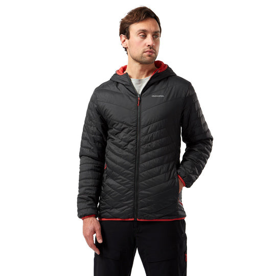 Craghoppers Men's Compresslite Hooded Jacket Black/Red RRP £70 CMN254