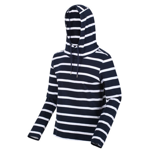 Regatta Women's Maelys Hooded Top | Navy White Stripe