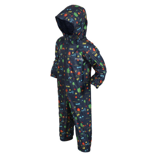 Regatta Kid's Waterproof Puddle Suit Tractor Blue RKW263