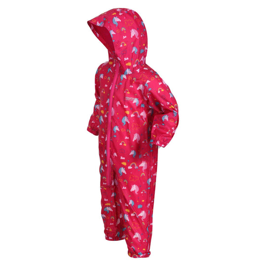 Regatta Kid's Waterproof Puddle Suit Unicorn Pink RKW263