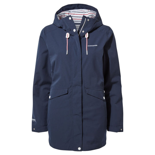 Craghoppers Women's Salia Long Waterproof Navy Jacket RRP £120 CWW1176