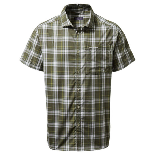Craghoppers Men's Vernon Short Sleeved Shirt Parka Green Check