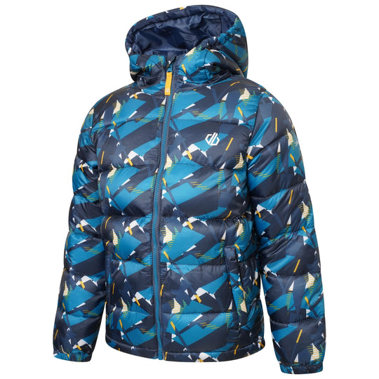 Dare 2b Boy's Bravo Puffer Jacket Dark Denim Geometric Print