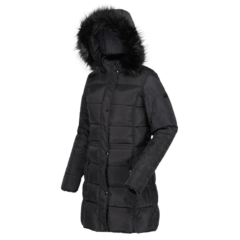 Regatta Della Women’s Hooded Insulated Quilted Parka – Water Resistant, Windproof, Long Length, RRP £130
