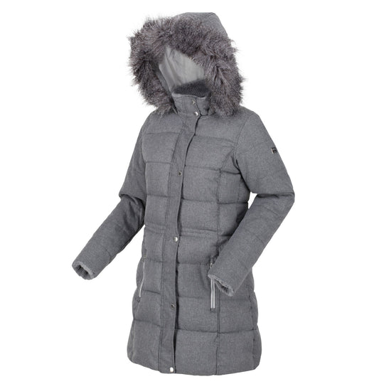 Regatta Women's Della Insulated Parka Jacket Cyberspace Marl Wool Effect