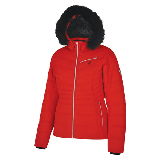 Dare 2b Women's Glamorize Faux Fur Trim Luxury Ski Jacket Lollipop Red RRP £200