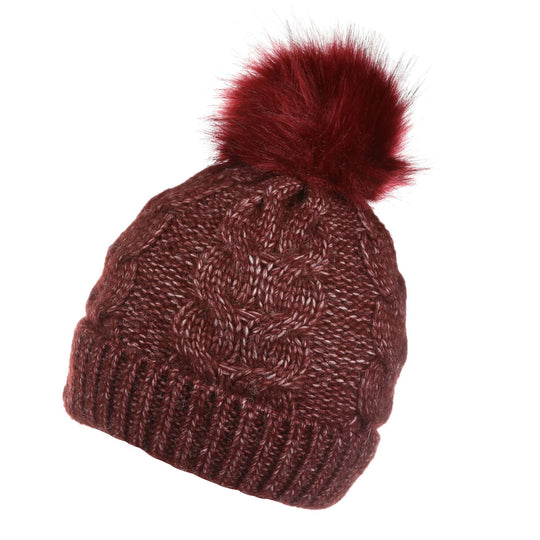 Regatta Women's Lovella III Chunky Knit Bobble Hat Claret