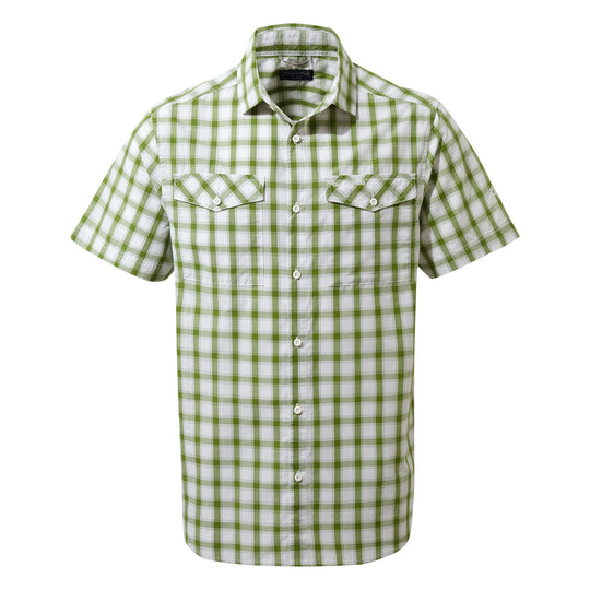 Craghoppers Men's Passos Short Sleeve Shirt Agave Green Check RRP £50