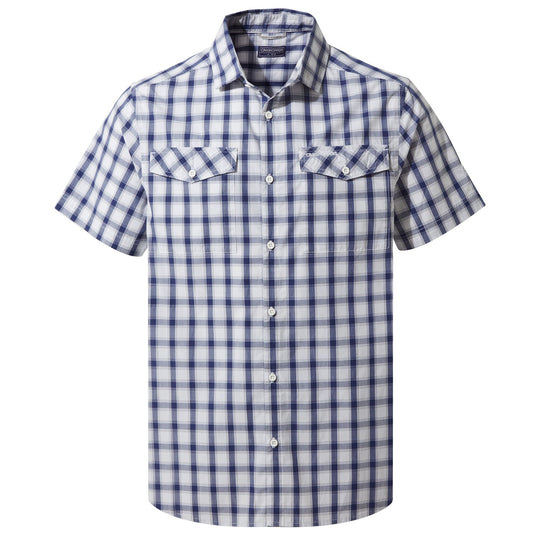 Craghoppers Men's Passos Short Sleeve Shirt Lapis Blue Check RRP £50