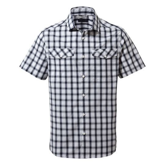 Craghoppers Men's Passos Short Sleeved Blue Navy Check Shirt RRP £50