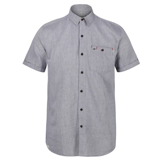 Regatta Men's Damari Coolweave Cotton Short Sleeve Shirt - Seal Grey
