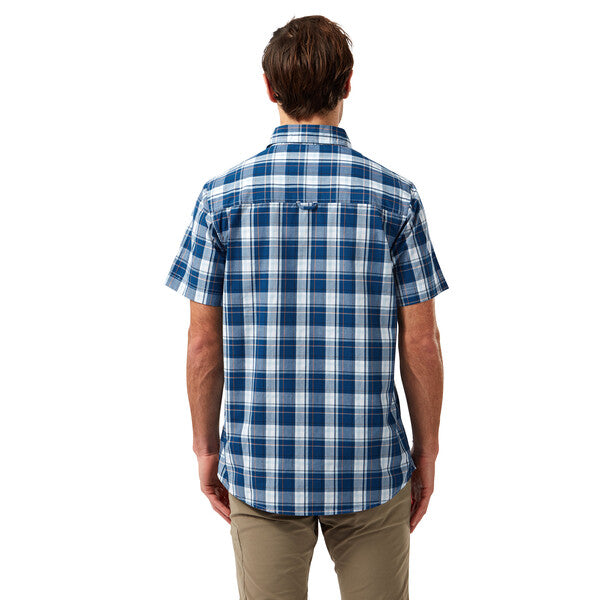 Craghoppers Vernon Short Sleeved Shirt Poseidon Blue Check